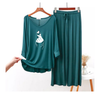 Persian Blue K Pop Heart V-Neck Women Night Suit PJ Set