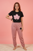 Leaf Printed Black Shirt And Pink Trouser