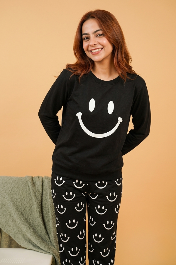 Black Smiley Face Style Night Dress