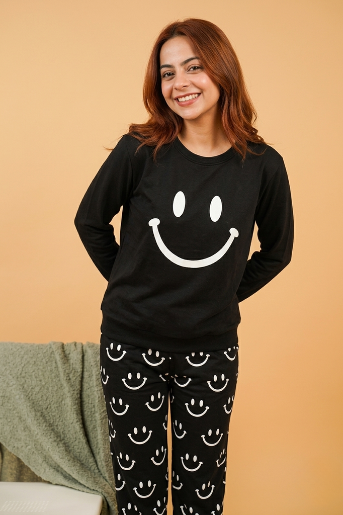 Black Smiley Face Style Night Dress
