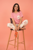 Pink Flower Printed  Trouser Night Wear