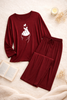 Maroon K-Pop Heart V-Neck Women Night Suit PJ Set