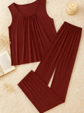 Plain Maroon Sando Tshirt With PLazo Pajama