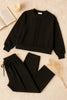 Winter Fleece Co-ords: Stylish Black 2-Piece Set with Cocoon Pants and Sweatshirt