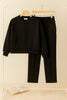 Winter Fleece Co-ords: Stylish Black 2-Piece Set with Cocoon Pants and Sweatshirt