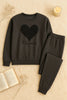 Winter Black Gray Heart Co-Ord Set Night Suit