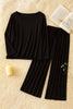 Deep Black Round Neck Plazzo PJ Set