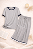Plain Grey Tshirt With Black Round Neck And PLazo Pajama (Half Seeleve)