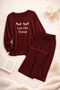 Maroon let me sleep V-Neck Women Night Suit PJ Set