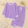 Purple White Round Neck Plazzo PJ Set