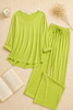 Lemon Green V-Neck Women Night Suit PJ Set