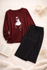Plain Red K-Pop Heart V Neck T Shirt with Black Plazzo