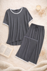 Plain Grey Tshirt With White Round Neck And PLazo Pajama (Half Seeleve)