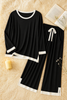 Black White Round Neck Plazzo PJ Set