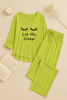 Lemon Green let me Sleep V-Neck Women Night Suit PJ Set