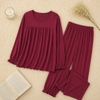 Maroon Round Neck Frill and Plazoo For Women