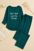Persian Blue let me sleep V-Neck Women Night Suit PJ Set