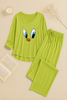 Lemon Green Daffy Duck V-Neck Women Night Suit PJ Set
