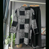 Texture Box Printed  Sweat Style 2-Pcs Winter Tracksuit For Her