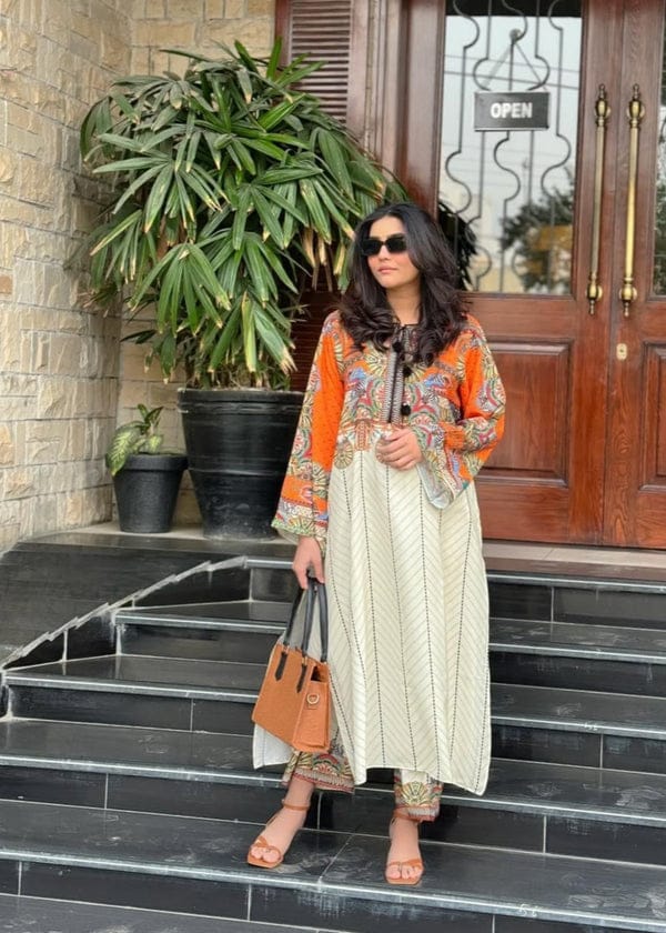 Orange Long Shirt Cordset | F-6|