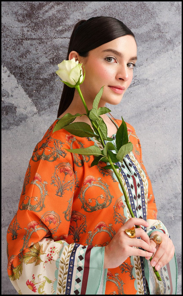 PREMIUM ORANGE FRONT AND BACK PRINTED SHIRT AND PRINTED FLAPPER 2 PEACE CORD SET  | F-6 |