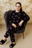 Winter Black Love Heart Co-Ord Set Night Suit