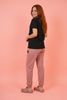 Leaf Printed Black Shirt And Pink Trouser