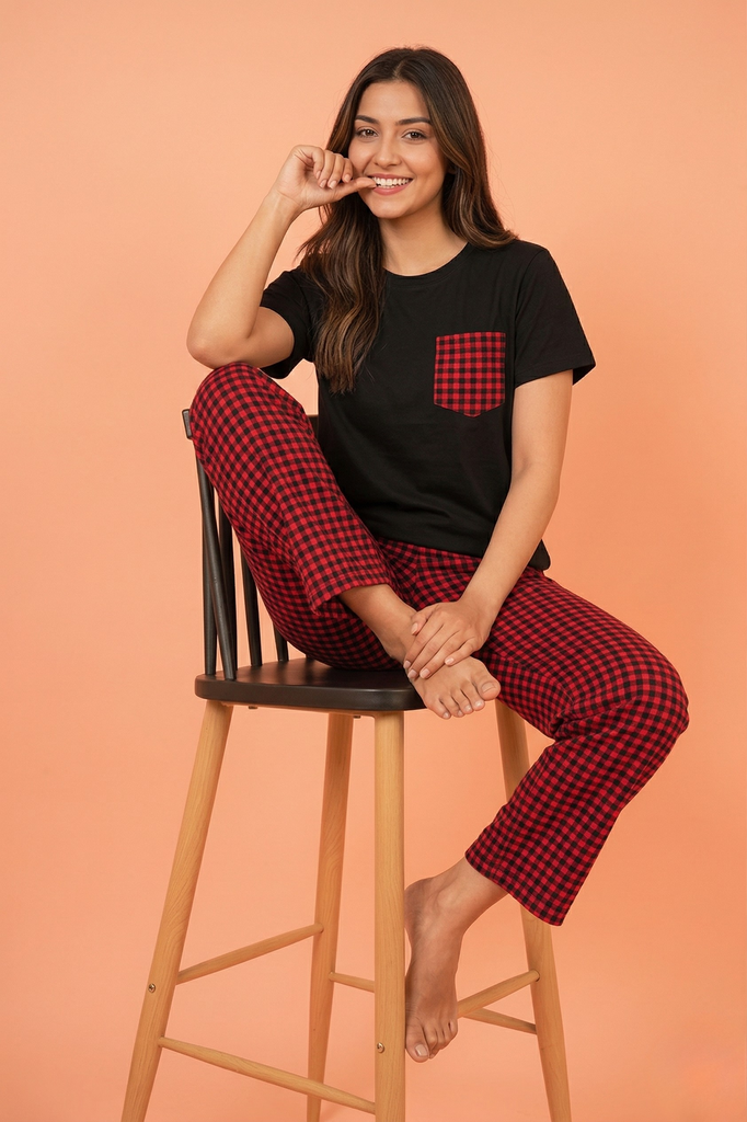 Black and Red Check Style